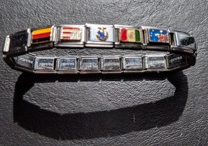 Designer International Flags Silver Bracelet